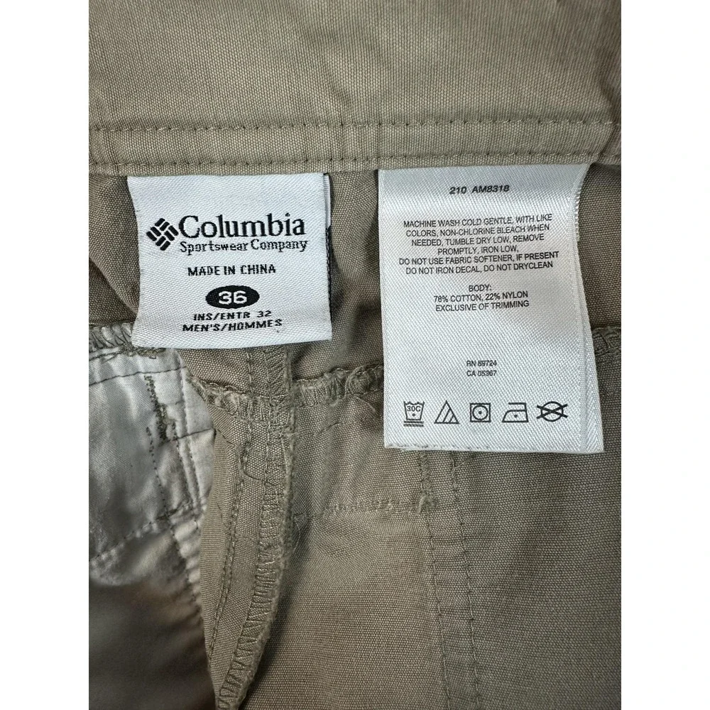 Columbia Pants Mens 36x32 Khaki Omni-Shield Hiking Outdoor Trail Nylon Blend Men